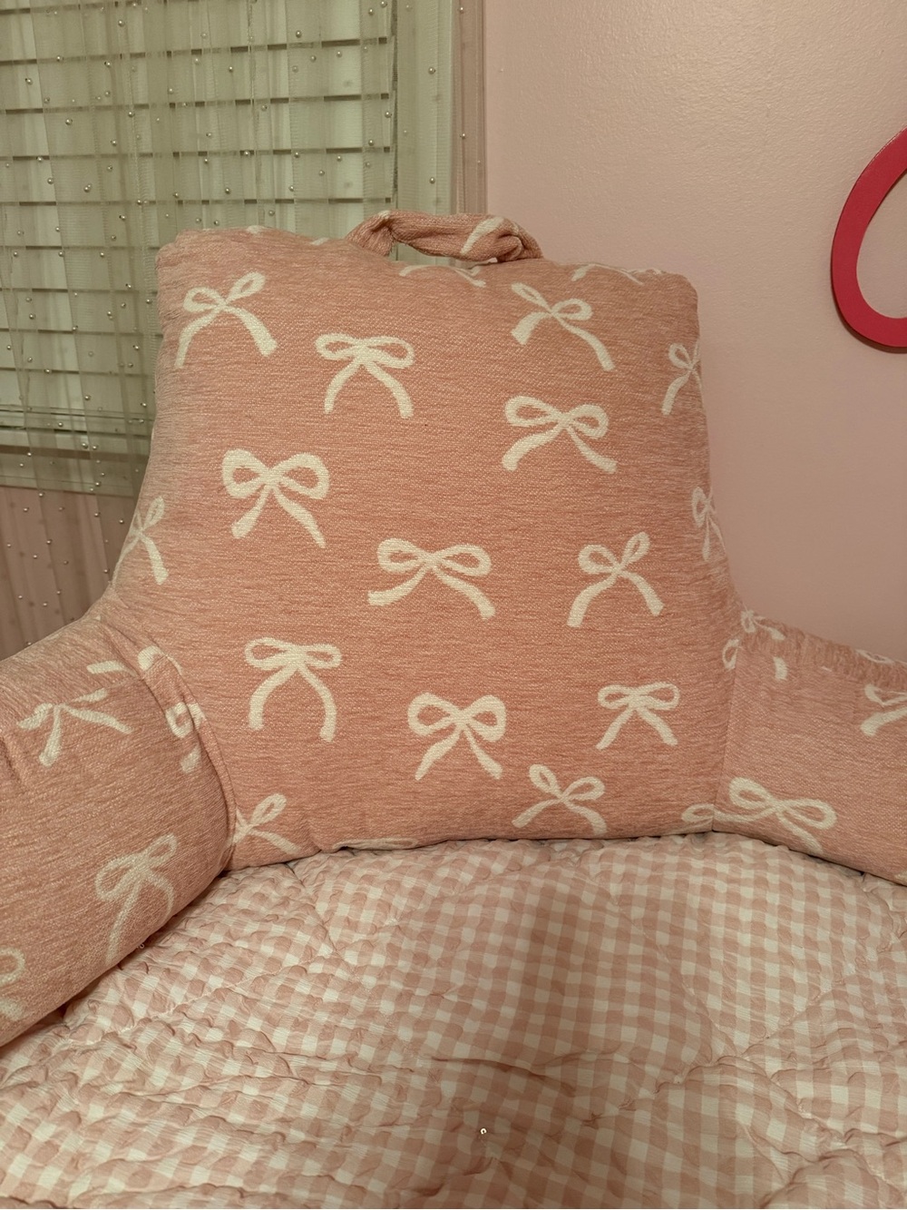 Blush Pink Bow Pattern Backrest Pillow - Home Bedding